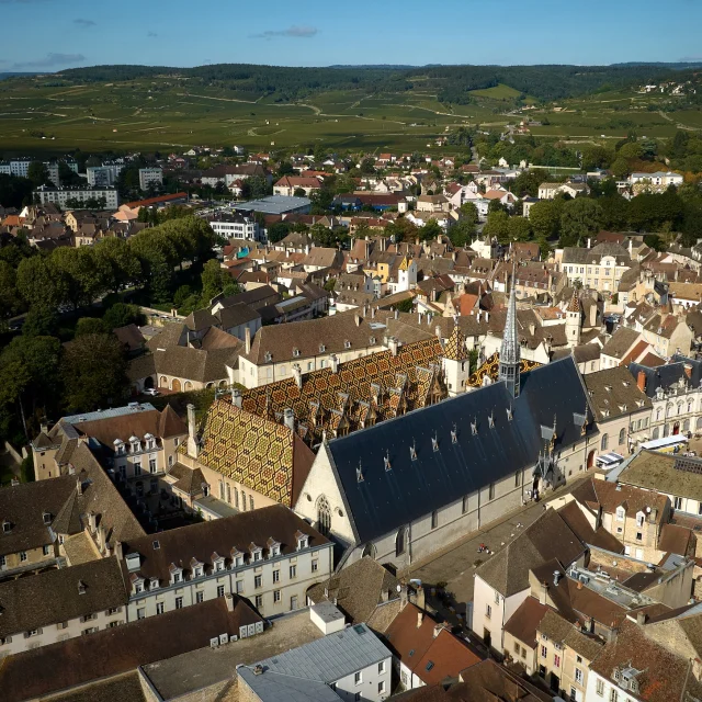 Vista aérea do Hotel Dieu Hospices de Beaune