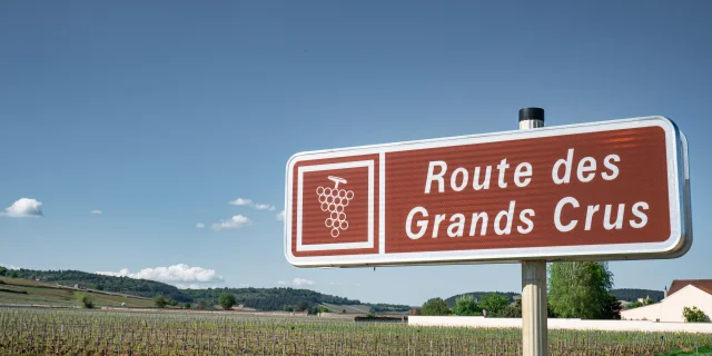 Panneau de la Route des Grands Crus, route touristique des vins de Bourgogne